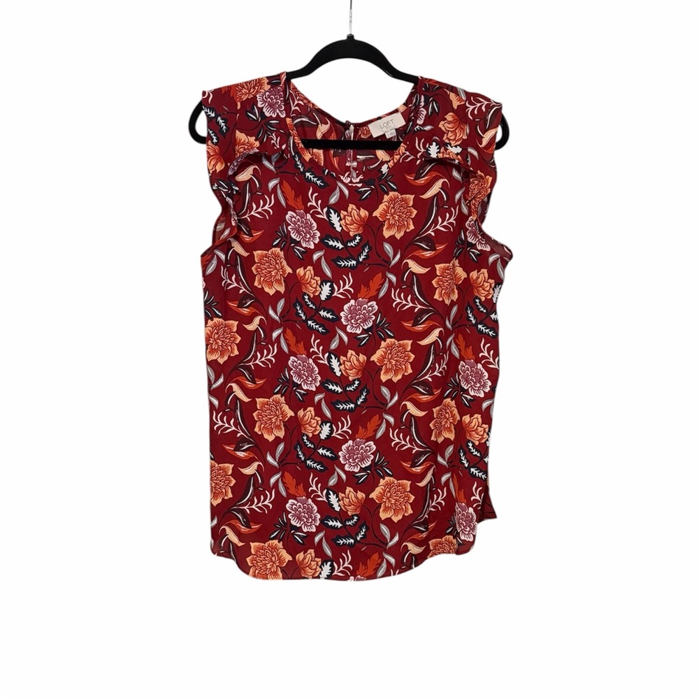 LOFT Red Floral Sleeveless Camisole